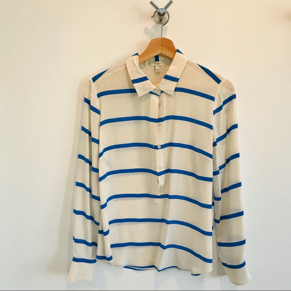 J. Crew strip silk popover 42901 size 6